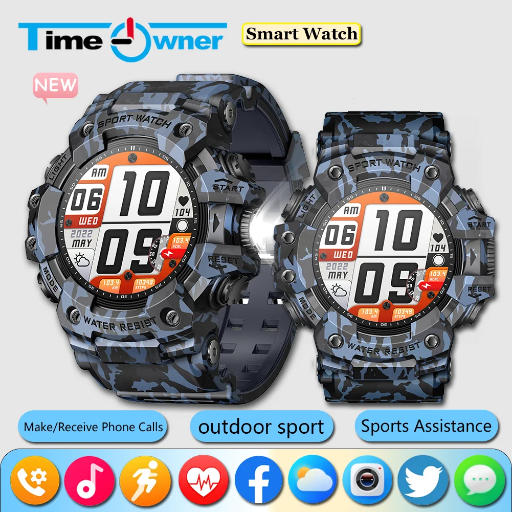 

Time Owner Smart Watch 1.32" Bluetooth Phone Call Smartwatch Health Monitor IP68 Waterproof Outdoors Sport Watch for Men