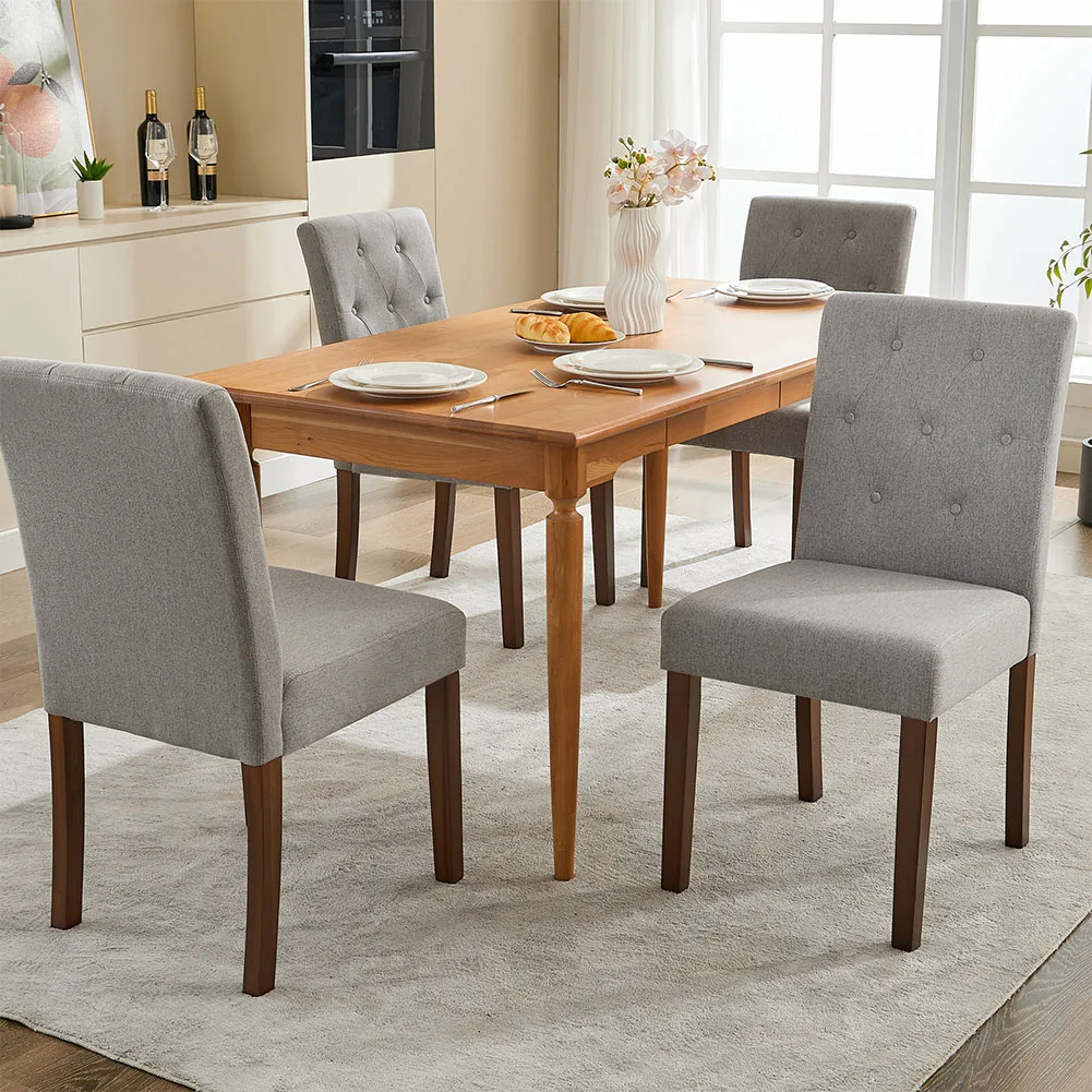 

Upholstered Dining Chairs Set of 2, Modern Fabric Kitchen Side Chairs with Sturdy Wood Legs,Rubber Frame,Sleek Parsons Design, C