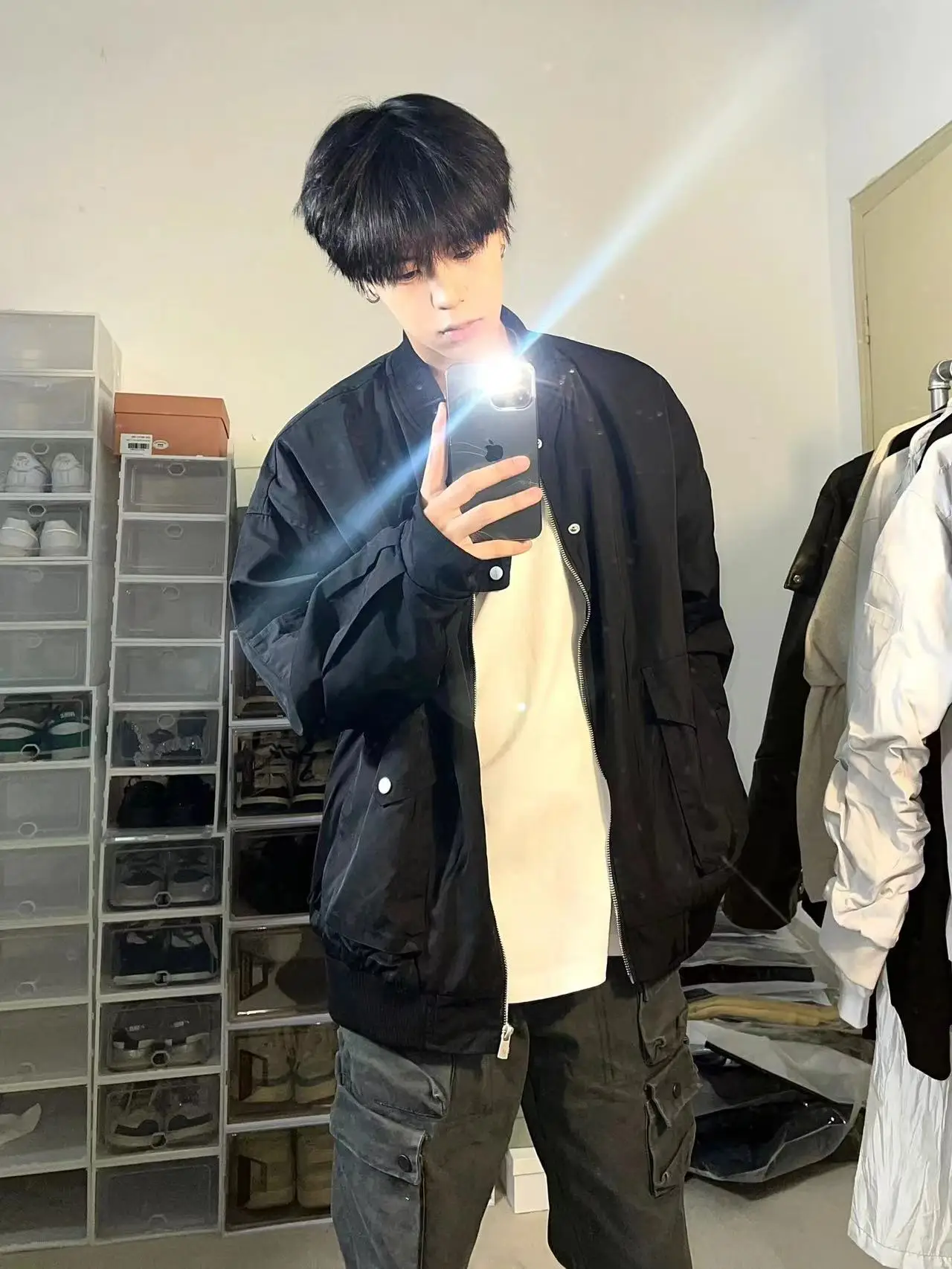 

Bla Pilot Baseball Jaet Men's Loose Air Force Sle Autumn New Design Faionable Youth Polyester Zipper Long Sve Jaet