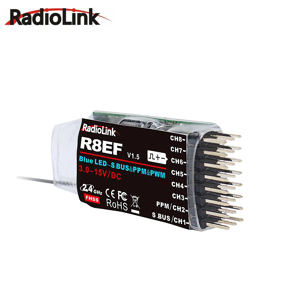 Radiolink R8EF 2.4Ghz 8 Channels RC Receiver Support S-Bus/PPM/PWM Signal for 8CH T8FB T8S RC Transmitter RC Car Boat Airplane