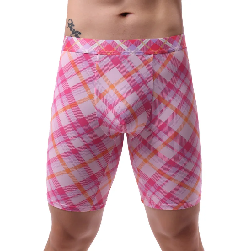 Herren Unterwäsche Eis Seide Boxershorts Mann atmungsaktiv u konvexen Beutel mittellanges Bein Unterhose männlich schnell trocknen Höschen homme