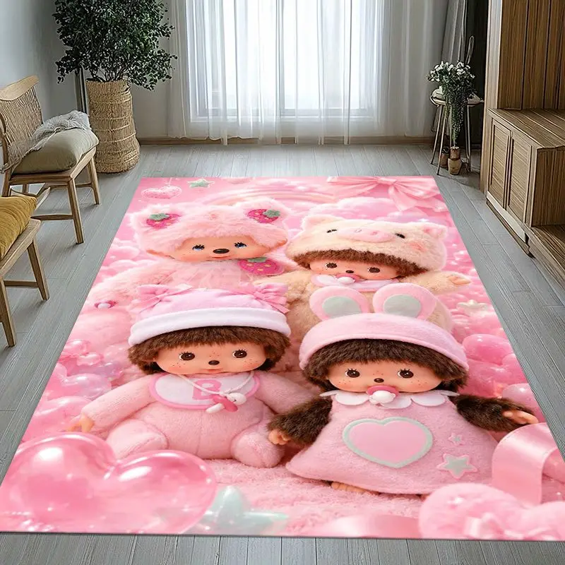 Cute M-Monchhichi Monky Cartoon Soft Non-Slip Large Area Rug for Living Room,Bedroom Playroom Carpet Mat for Sofa,Home Decor