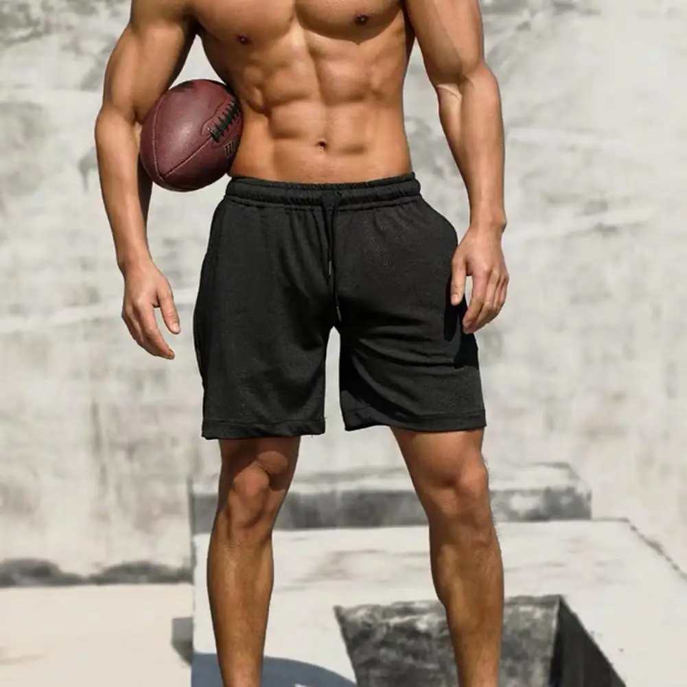 Шорты спортивные с эластичным поясом, модные повседневные с приятными на ощупь боковыми карманами, на шнурке, с защитой от усадки, для тренировок, на лето