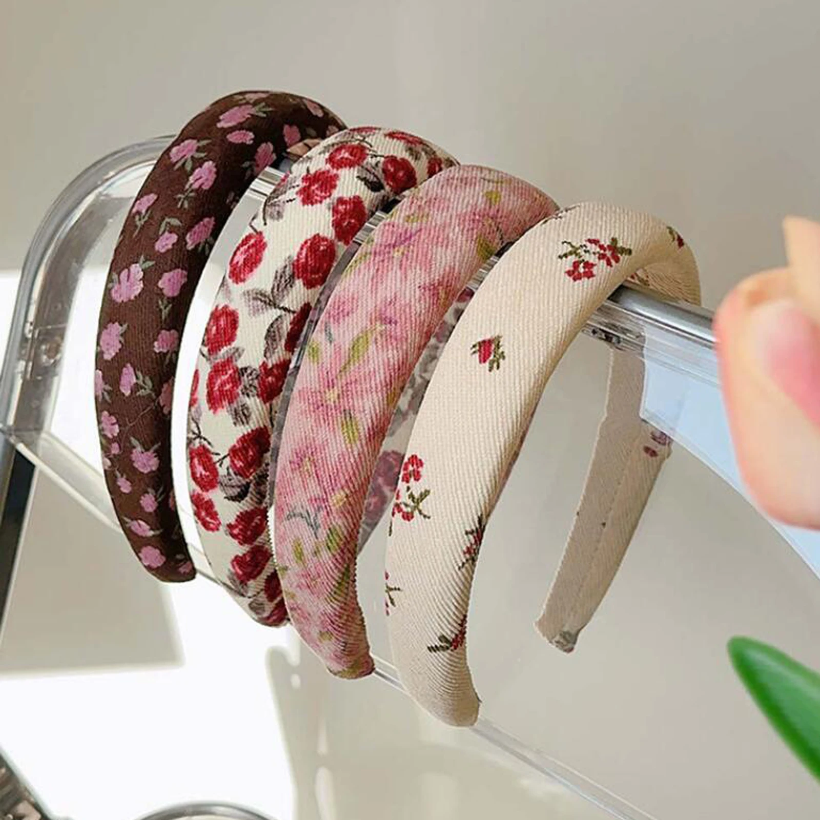 PROLY New Fashion Women Headwear Floral Twill Cotton High Quality Headband Sponge Hairband Adult Hair Accessories