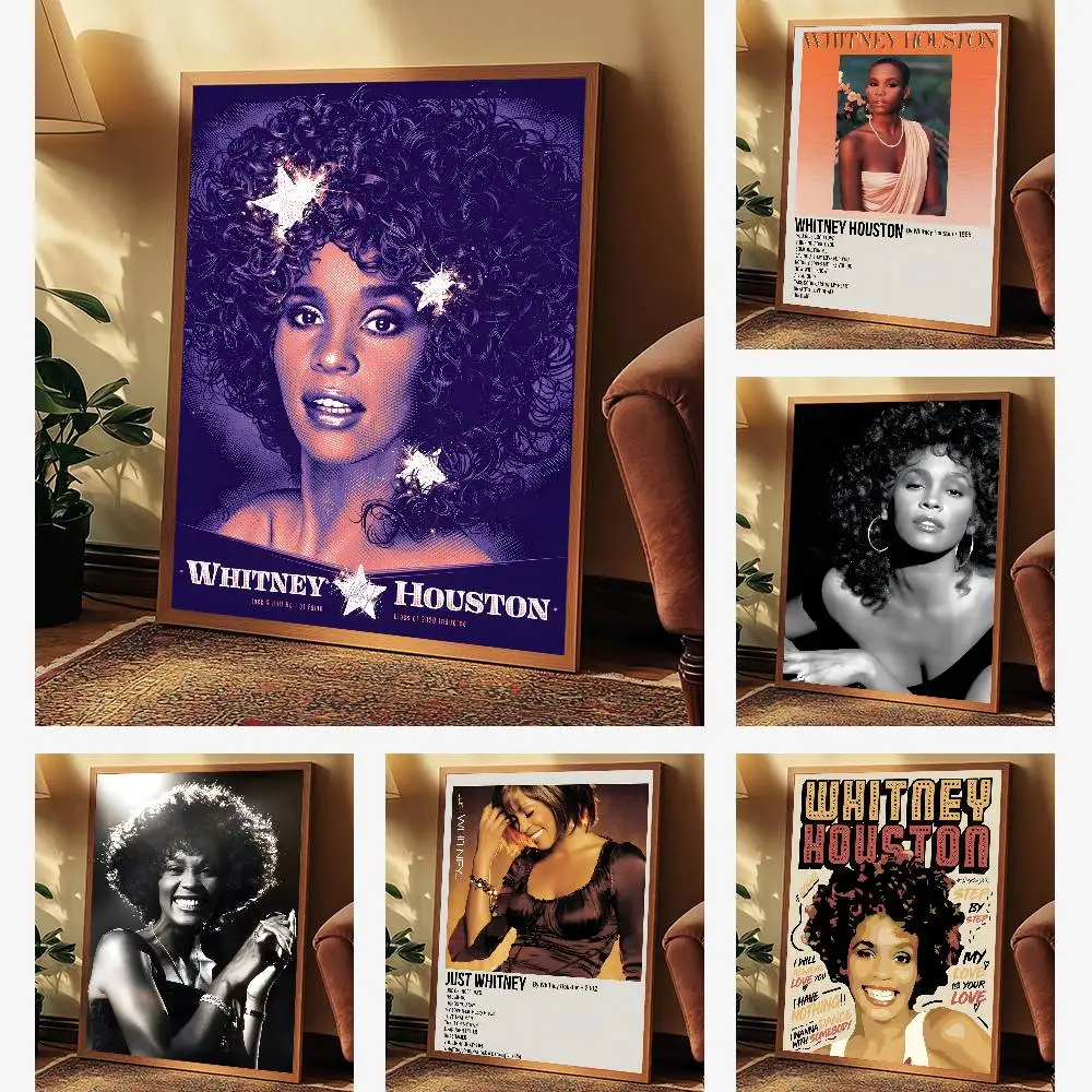 ملصق W-Whitney هيوستن عالي الدقة على الحائط اللاصق المقاوم للماء لغرفة المعيشة المنزلية وغرفة النوم والديكور الجمالي