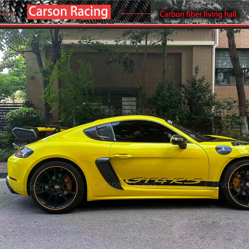For Porsche 718 Cayman WET Carbon Fiber Rear Window Side Vent Spoiler Wing Real Forge Carbon Fiber Rear Window Side Grille
