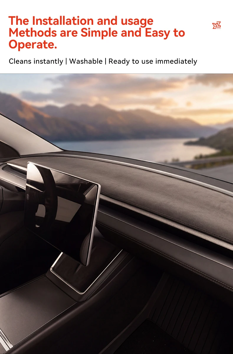 YZ Für Tesla Model Y/YL 2025-2026 Juniper Armaturenbrett-Flanell-Vollabdeckung Sonnenschutz Anti-UV DashMat Rutschfest – Detail 6