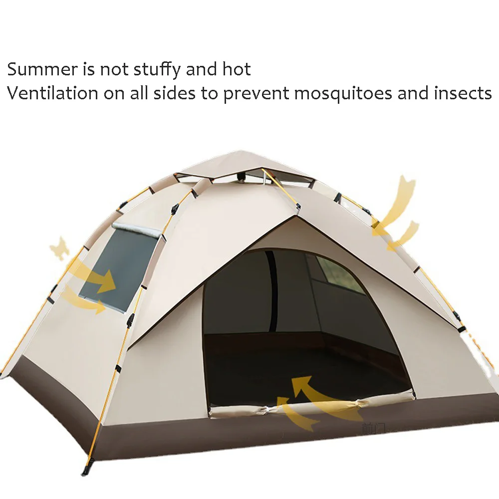 3~4 Person Outdoor Automatic Quick Open Tent Rainfly Waterproof Camping Tent Family Outdoor Instant Setup Tent with Carring Bag