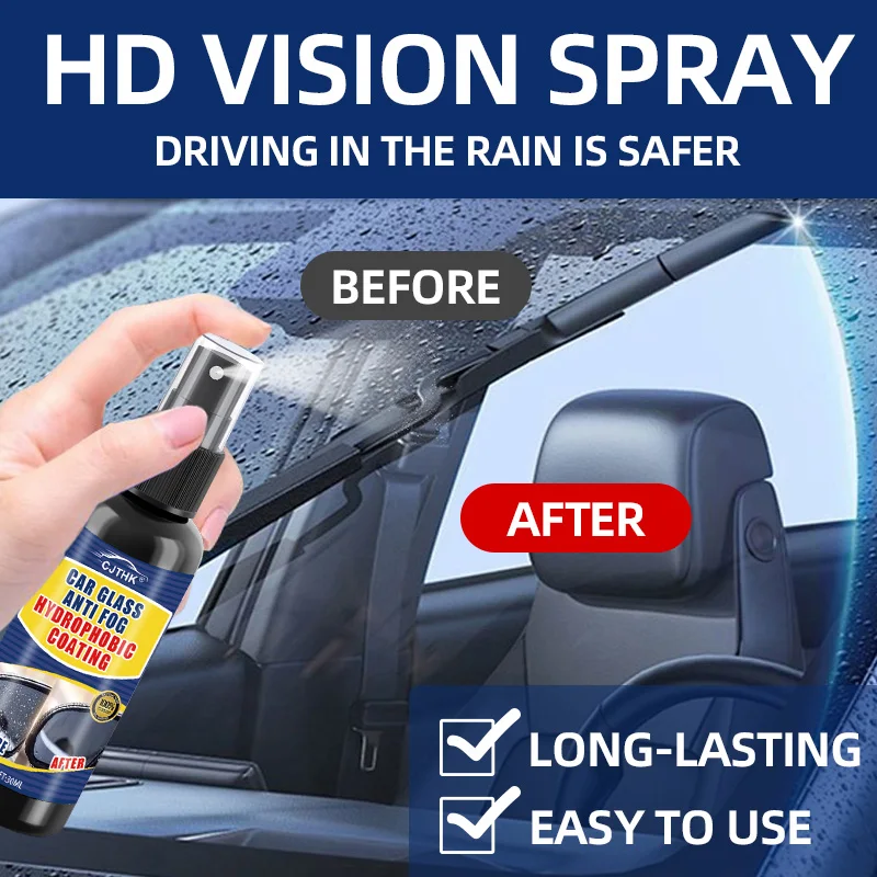 Car Glass Anti-rain Water Spray Repellent Nano Coating Hydrophobic Waterproof Agent Oil Film Removing Auto Glass Film Agent