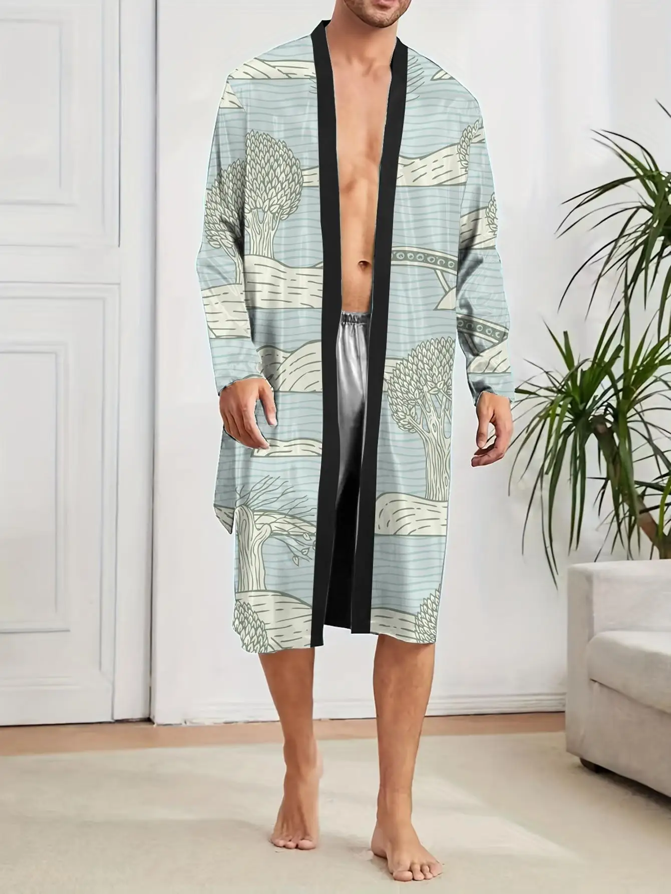 1pcs Men's Robes 2026 Spring/Summer Graphic Robe man dressing gown Bathrobe men 3D Printed Sleepwear robe Breathable