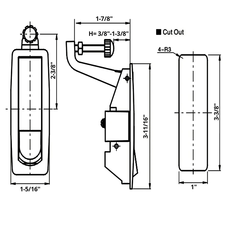 4 Stuks Compressie Klink Zinklegering Flush Lever Klink Verstelbare Grip Bereik 0.04 Inch-0.94 Inch