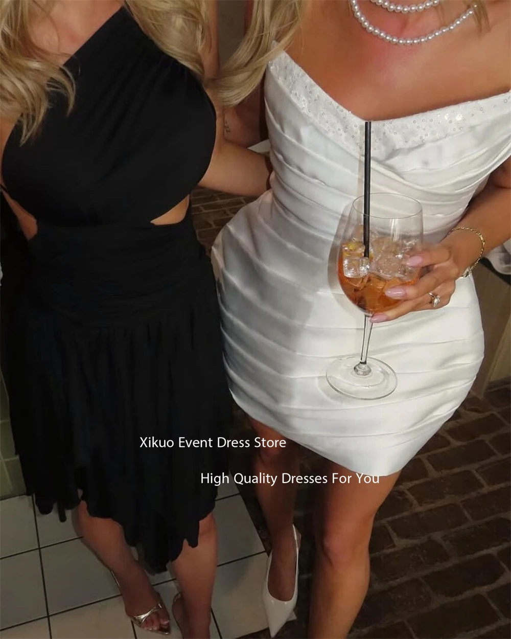 Xikuo Gerafftes kurzes Hochzeitskleid mit Bling-Verzierung, zivile Ballkleider, herzförmig, hochwertige, moderne Roben de Cocktail, individuell gestaltet