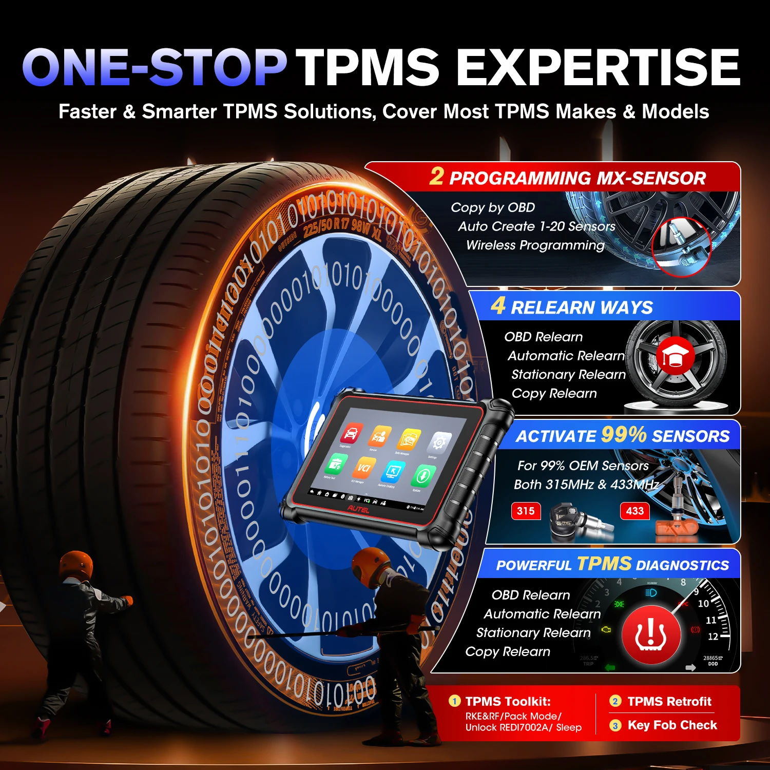 Autel MaxiCOM MK900-TS MK900TS Diagnosescanner Vollständiges TPMS Wireless Auto Scan Tool DoIP CAN FD Upgrade von MK808S TS MX900TS – Detail 4
