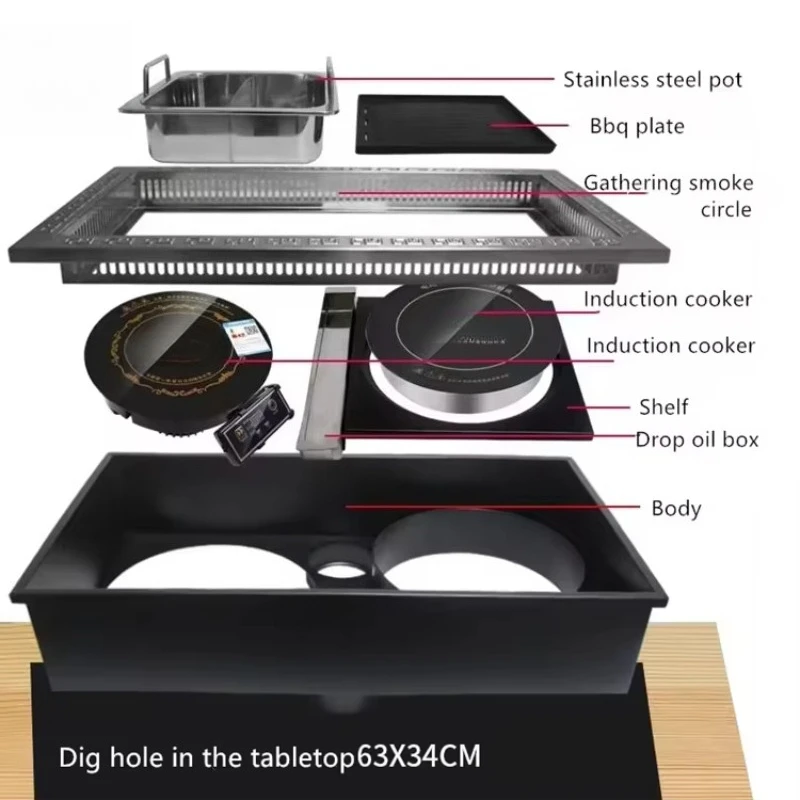 1500W Electric Multi-Function BBQ Grill & Hot Pot Cooker Non-Stick Table Top
