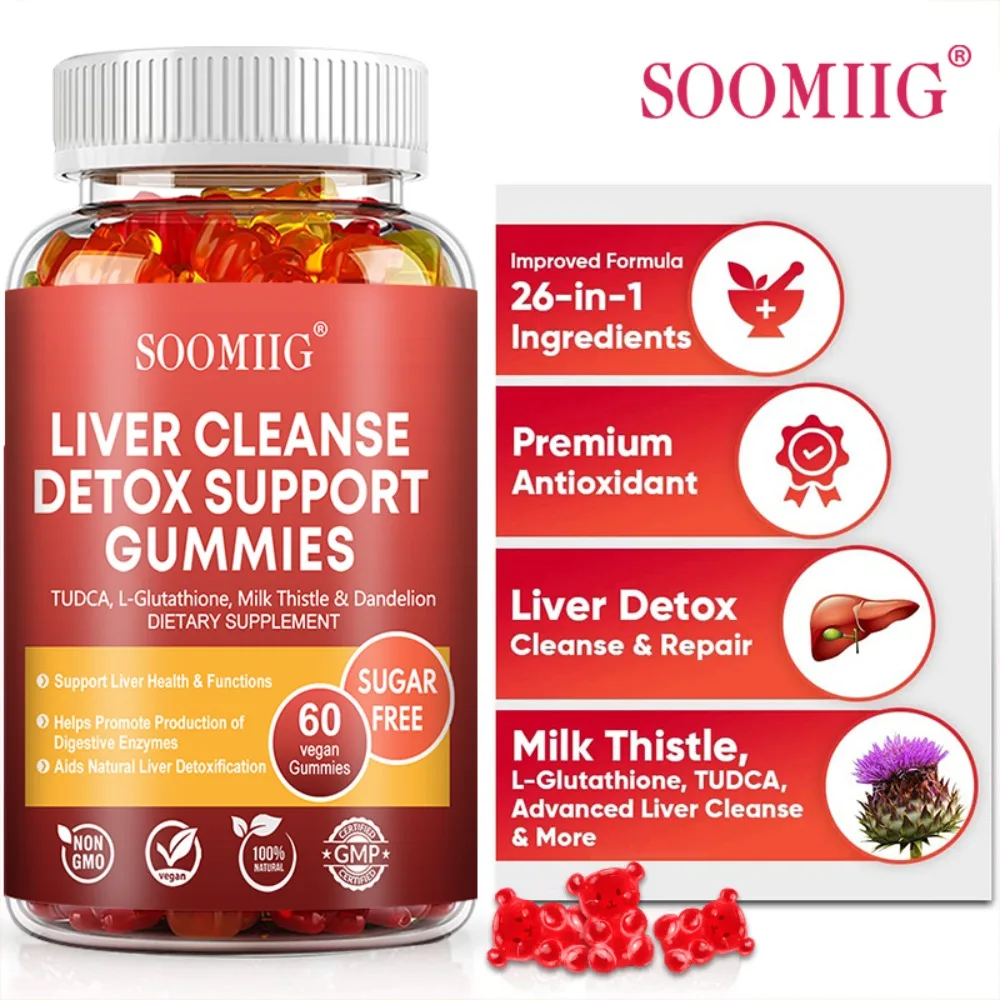 Liver Cleanse & Detox Support Gummies - TUDCA, L-Glutathione, Milk Thistle & Dandelion, Liver Health, 60 Gummies