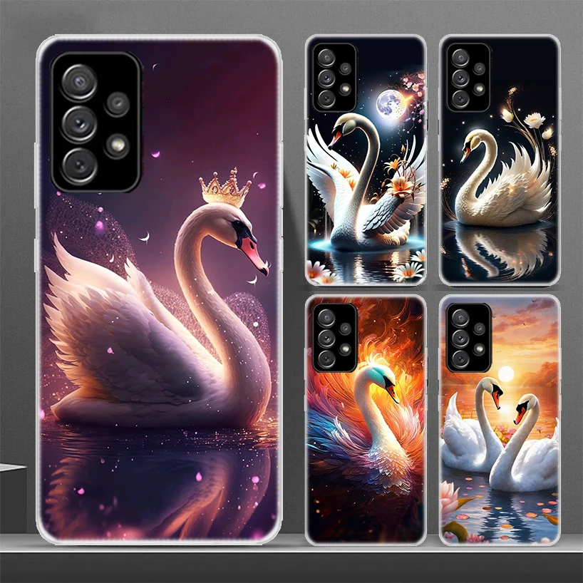 White Swan Grace Art Soft Phone Case for Samsung Galaxy A51 A71 A41 A31 A21S A11 A10 A20E A30S A40 A50S A70 A6 A7 A8 A9 Plus +