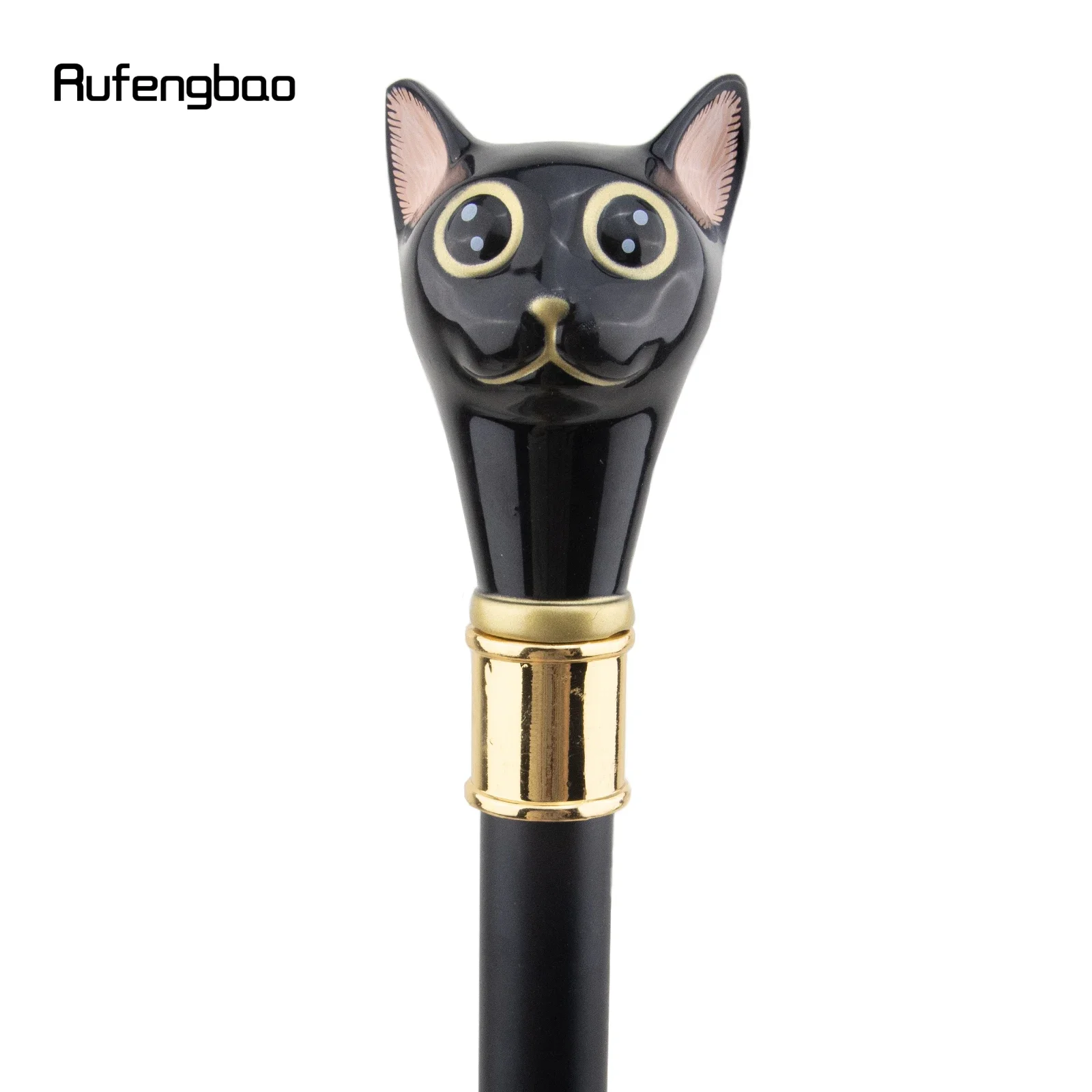 Black Golden Cat Gentleman Kitten Walking Cane Fashion Walking Stick Gentleman Crosier Knob Walking Stick 93cm