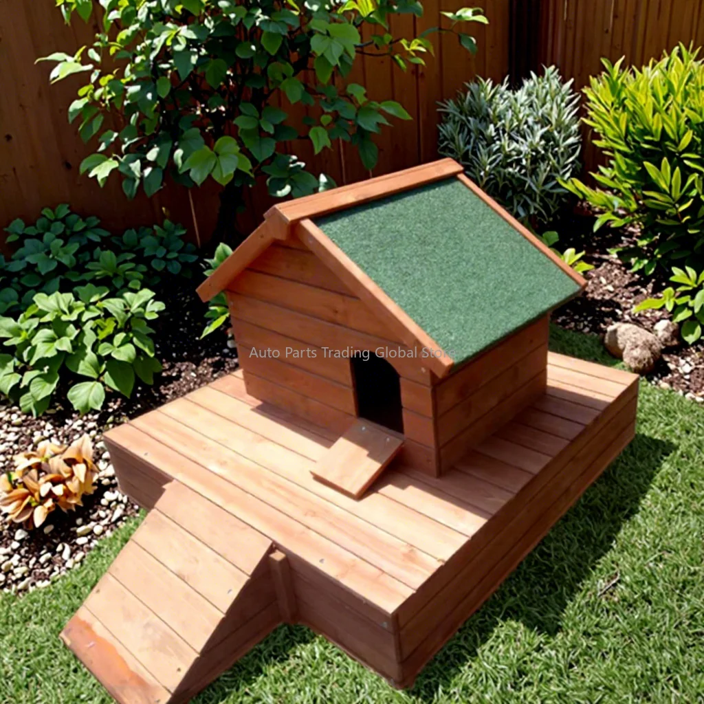 

SDC034 Wooden Duck & Chicken Coop With Asphalt Roof Printed Design Pet House For Water Birds
