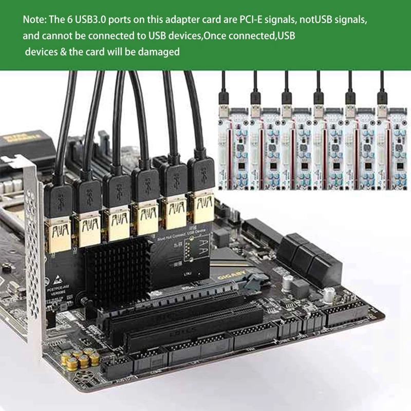 Pci Express Multiplier Pcie 1X To 4 5 6 USB 3.0 Expansion Card Pcie 1 To 4 Hub Riser 009S Pci Express X16 For BTC Mining