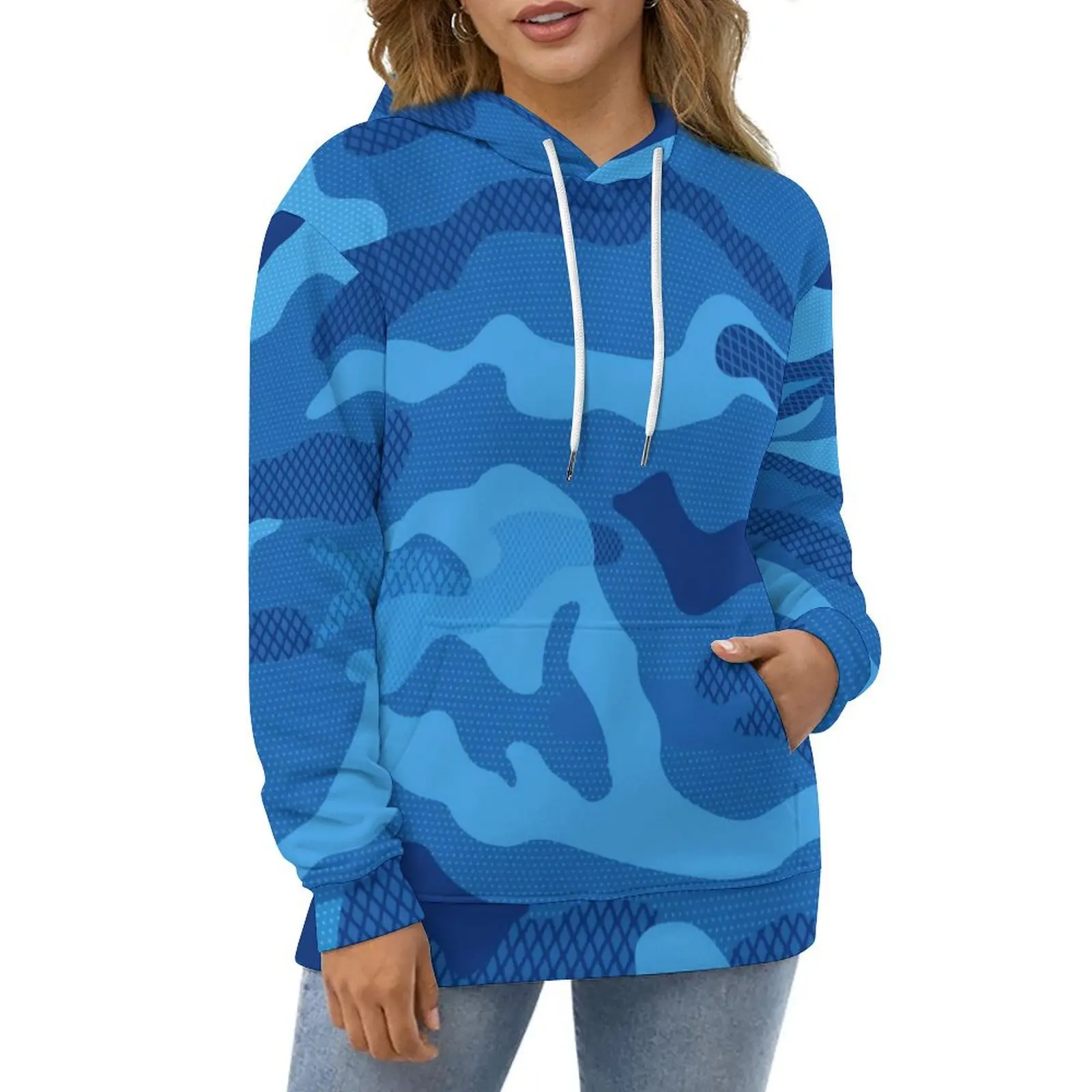 Blue Camouflage Hoodies Military Navy Camo Harajuku Casual Hoodie Long Sleeve Pretty Custom Sweatshirts Gift Idea