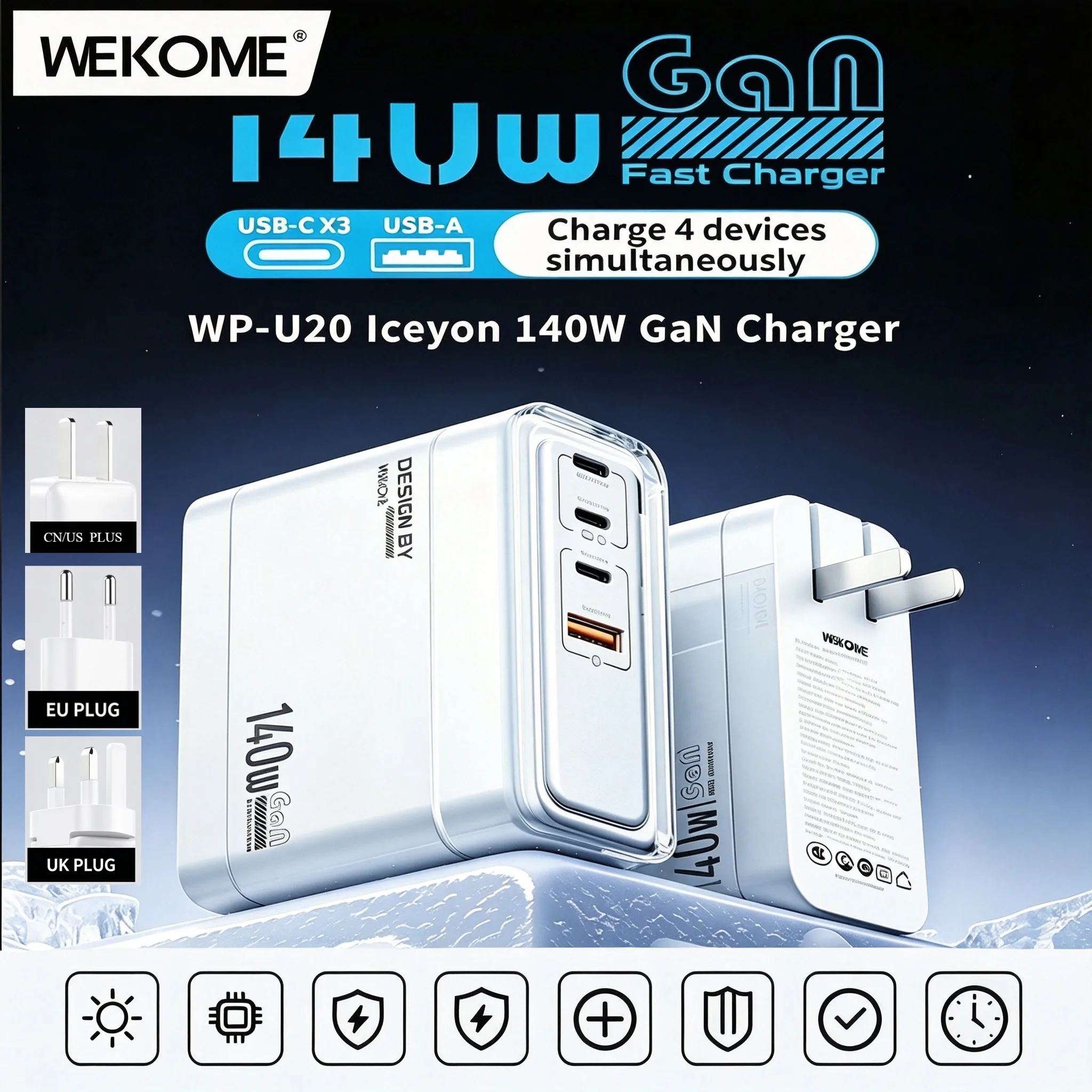chargeur-gan-wekome-140w-4-ports-3c1a-pd31-28v5a-ufcs-pps-charge-rapide-pour-ordinateur-portable-telephone-tablette-cn-us-eu-uk