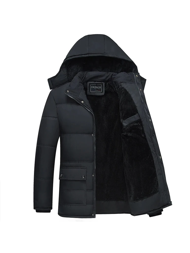 2023 Thick Warm Winter Coat Men Fashion Parkas Thicken Male   Parkas Fleece Hooded  Windproof Man Overcoat Jacket Clothes Parka