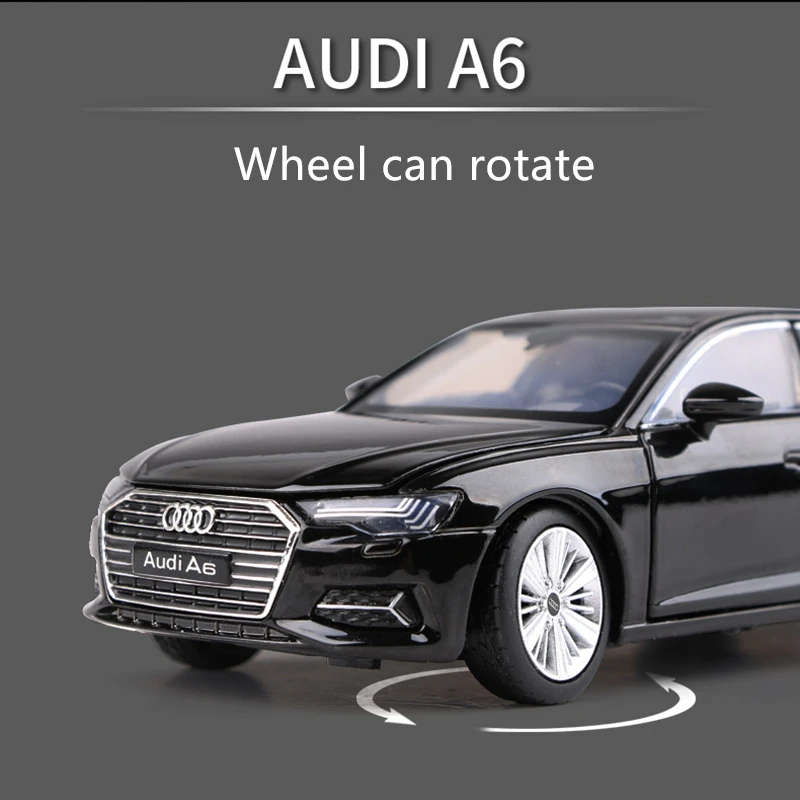 1:32 AUDI A6 Alloy Car Model Diecast & Toy Metal Vehicle Car Model Collection Sound and Light High Simulation Childrens Toy Gift