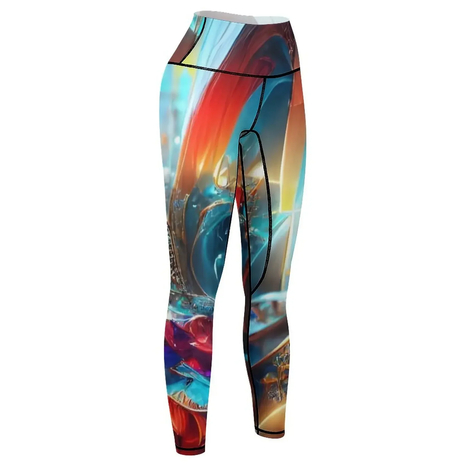 كسور - الفن التجريدي، الفن الحديث، الذكاء الاصطناعي، الذكاء الاصطناعي، السريالية، فن الحائط، طماق الديكور الرياضية مجموعة طماق المرأة #6