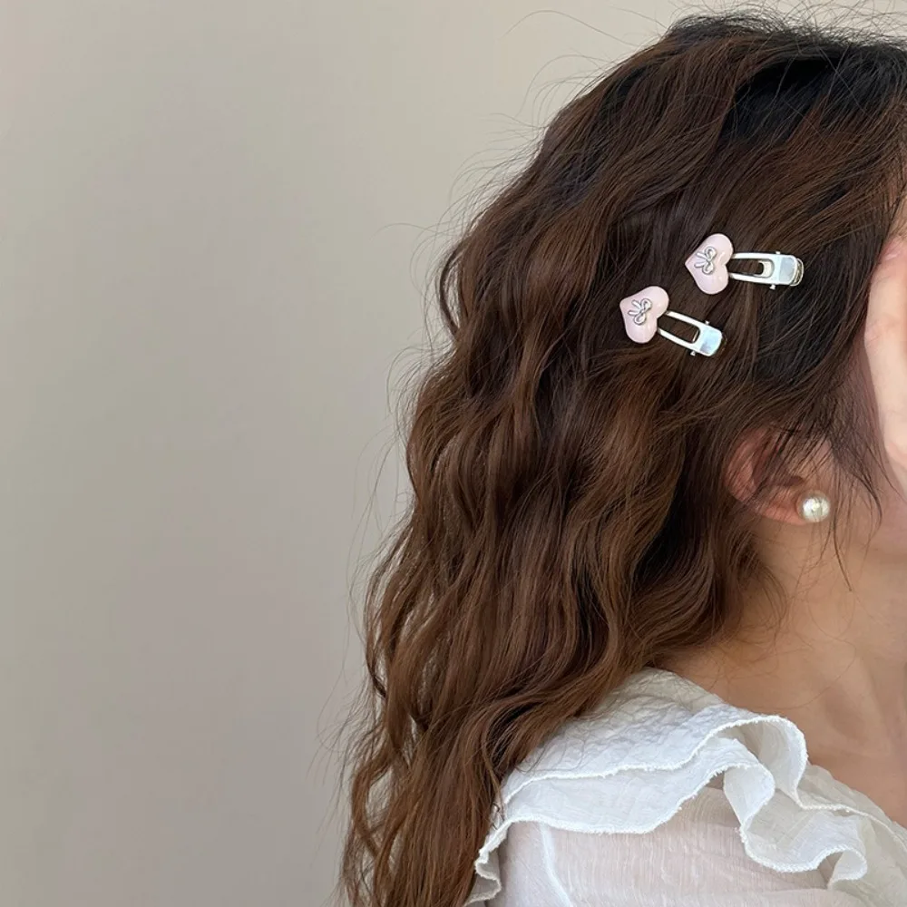 2 قطعة هدية الحلو الحب القلب مشبك شعر لون الحلوى الكورية نمط الحب القوس مشبك شعر الجانب كليب سبيكة منقار البط كليب الطرف #3