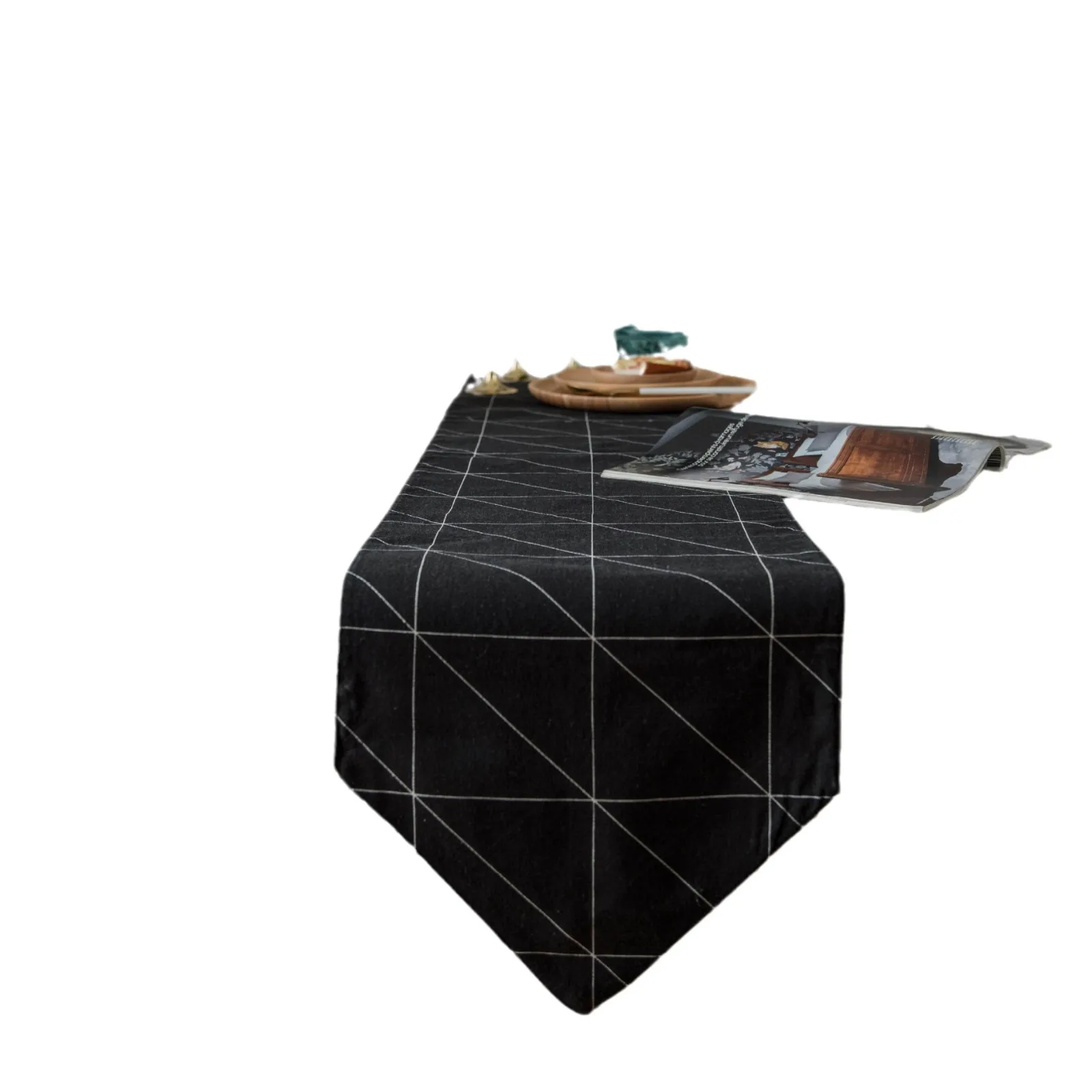 พิมพ์ตารางธงเรขาคณิต Checkerboard สีดําและสีขาว Double-Layer CRAFT ชาตารางประเทศผ้าตกแต่ง