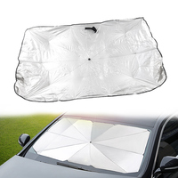 Foldable Umbrella Sun Shade Car Windshield Front Window Cover 1 Pc Coated Cloth Steel Bone Large Silver Black