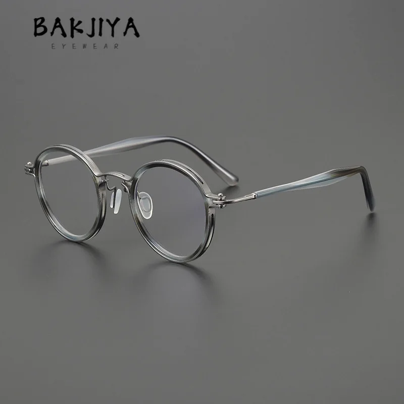 

Vintage Circle Pure Titanium Glasses Full Rim Eyewear Handmade Acetate Round Hollow Out Design Men Women Retro Eyeglasses Frames