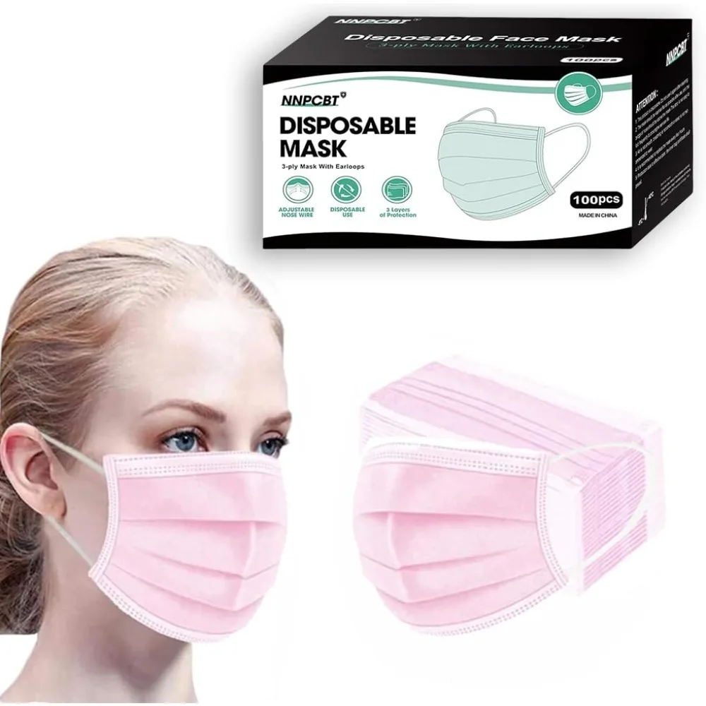 100 قطعة 3 طبقات قناع وجه أسود للاستعمال مرة واحدة، أقنعة حماية للوجه #5