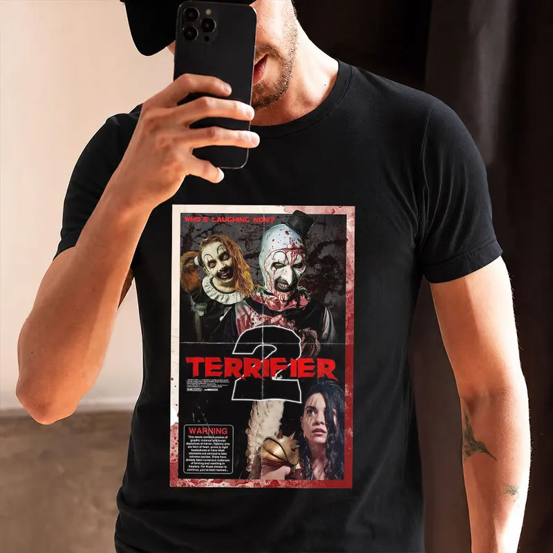 Retro Horror Movie Terrifier Art The Clown Killer Scary Halloween Gift T Shirt 0912 Short Sleeve Graphic clothes All size tops