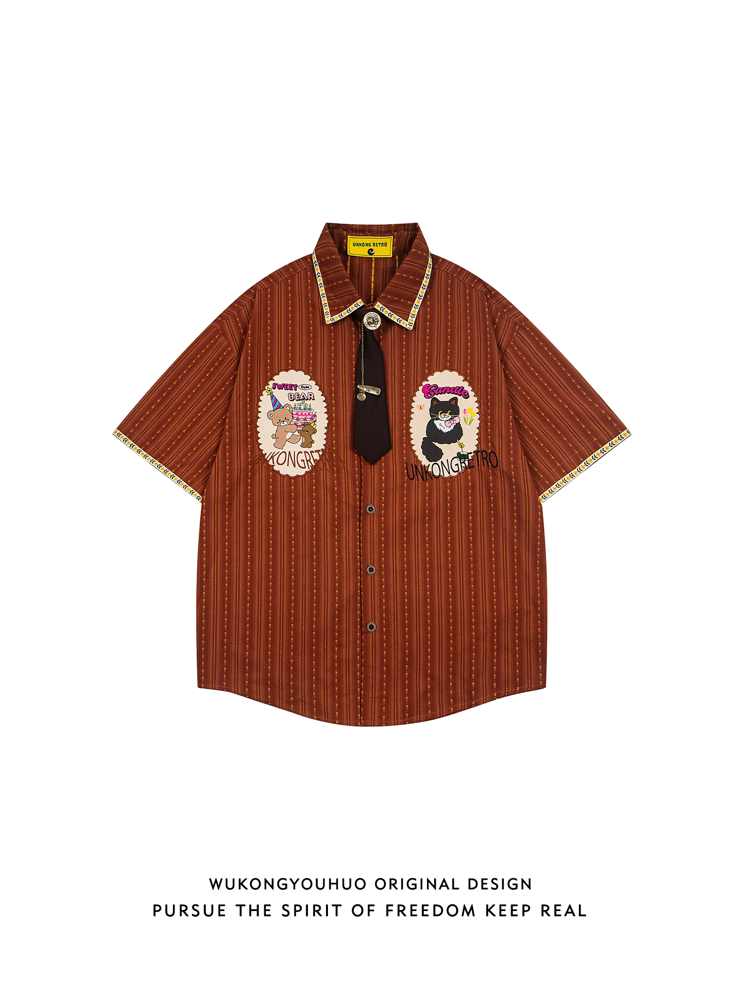 

Summer Casual Loose Design Men's ort Sve irt Embroidered Stripes Loose Fit Couple's f Sve irt Youth ular