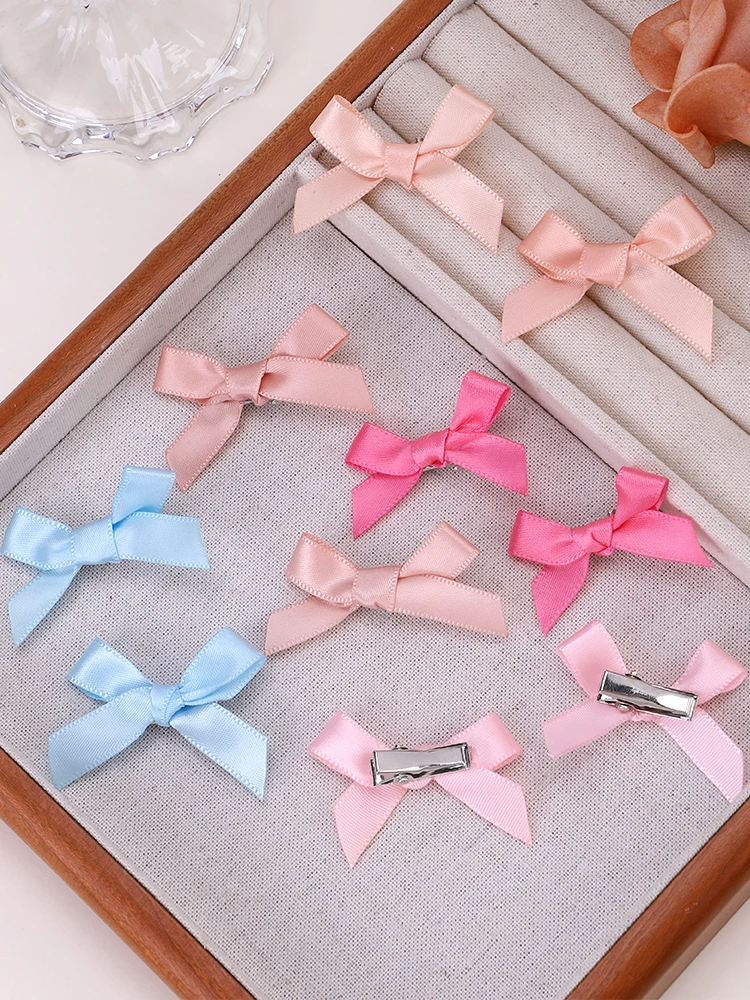 9pcs Women Hair Accessories Multicolor Ribbon Bowknot Mini Hair Clip Fashion Sweet Cute Hairpin Elegant Lace Hair Clip