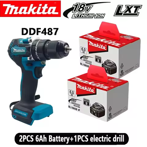 Genuine Makita battery 18V 6Ah Power tool battery with charger set,for DDF487 Li-lon rechargeable battery impact drill household