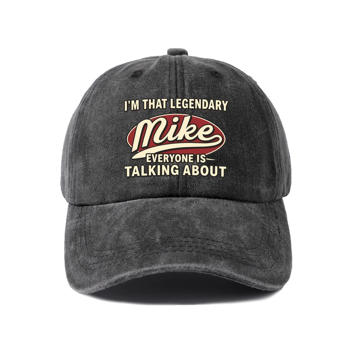I'M That Legendary Mike Talking Graphic Vintage Washed Baseball Cap, Adjustable Unisex Dad Hat for Men and Women