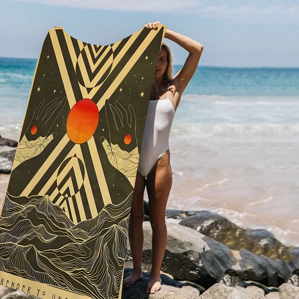 

Bohemian Psychedelic 70s Beach Towel Colorful Bath Towels for Girl Microfiber Quick Dry Custom Sand Free Beach Yoga Spa Gym Pool
