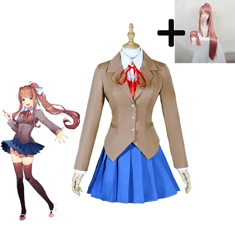 

Doki Doki Literature Club Monika Cosplay Sayori Yuri Natsuki Cosplay Costume School Uniform