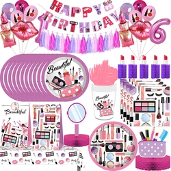 Spa Make Up Party Supplies ragazze festa di compleanno usa e getta Tablewara tazze piatti tovaglia tovaglioli bambini Baby Shower decorazione