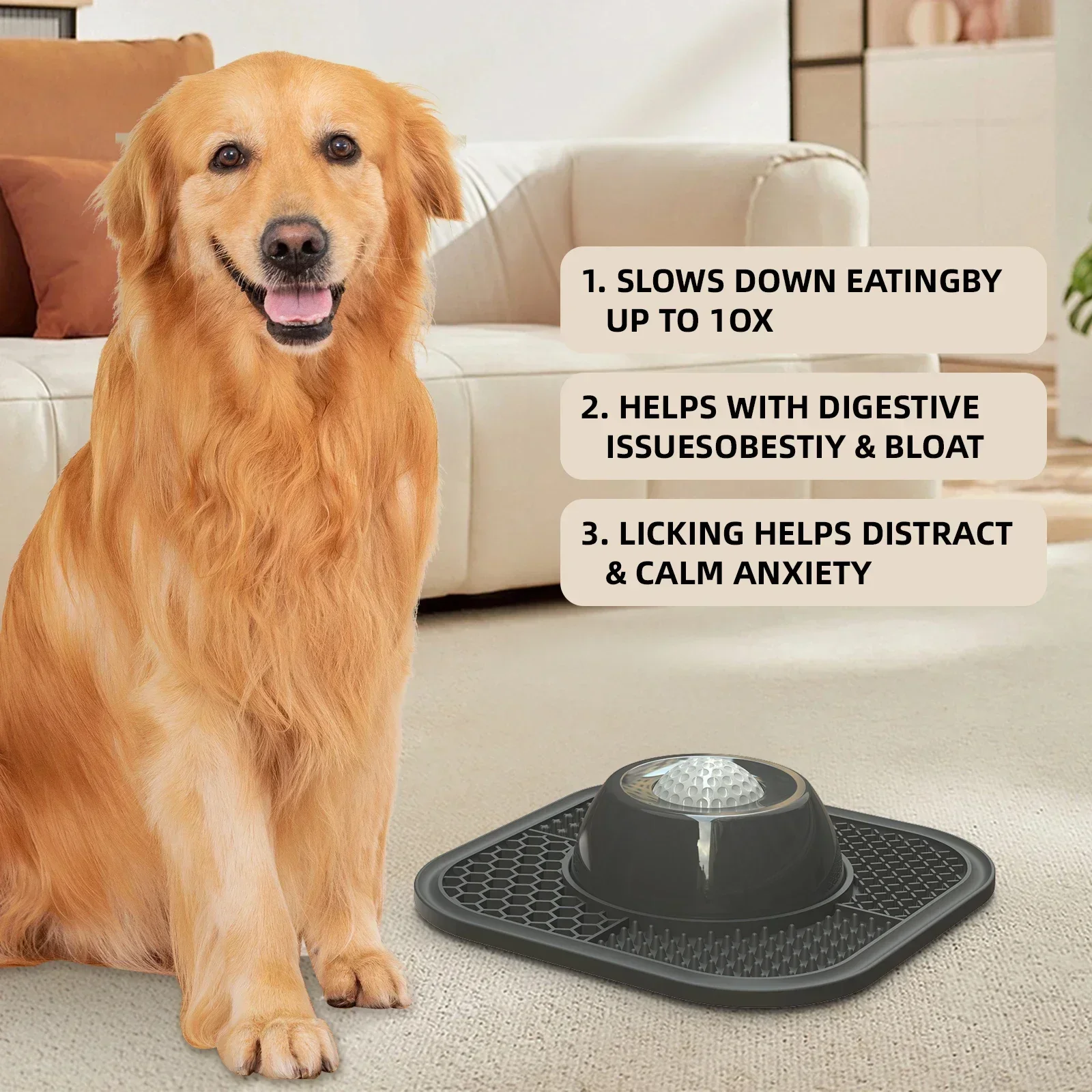 Silicone Pet Lick Bowl Interactive Non-Slip Slow Feeder Dog Bowl Promotes Dental Health Self-Soothing Liquid Food Bowl