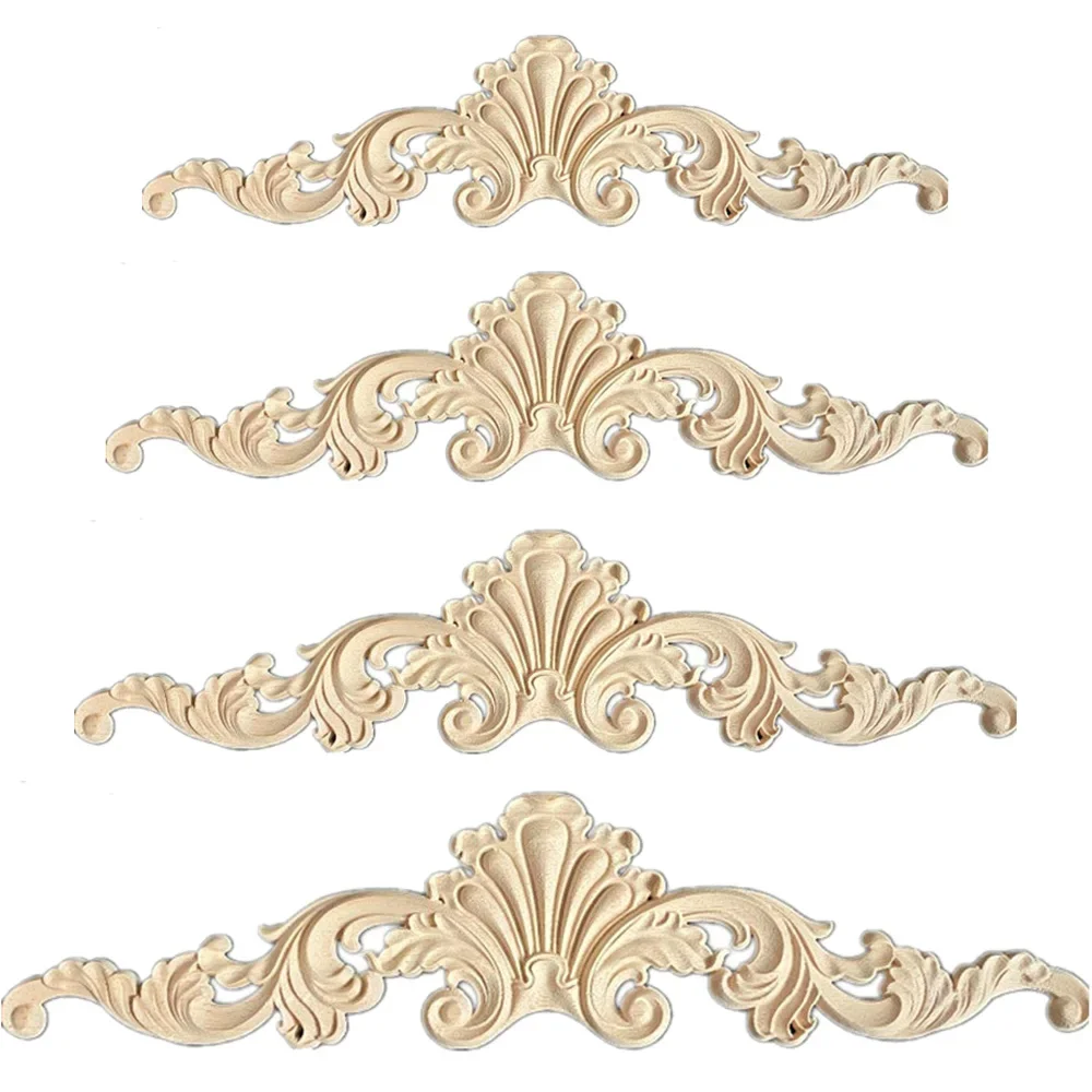 20/30/40cm Unpainted Wood Carved Applique Beautiful Carving Decal Garden Fence for Home Furniture Wall Door Frame Cabinet Decor