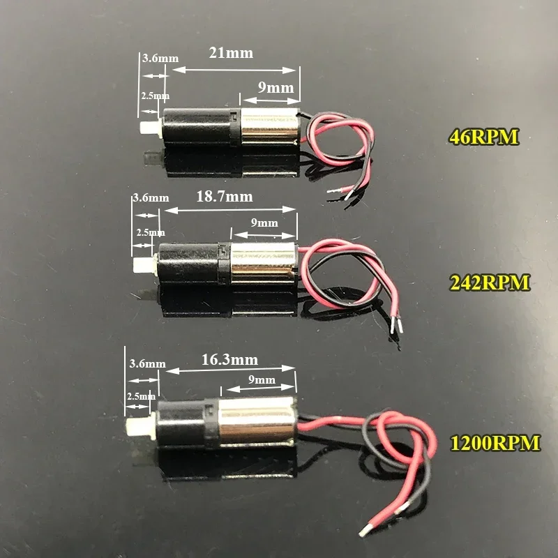 Mini moteur sans noyau à vitesse lente de 6mm, petit engrenage planétaire, cc 3V 46 tr/min/242 tr/min/1200 tr/min, jouet Robot DIY