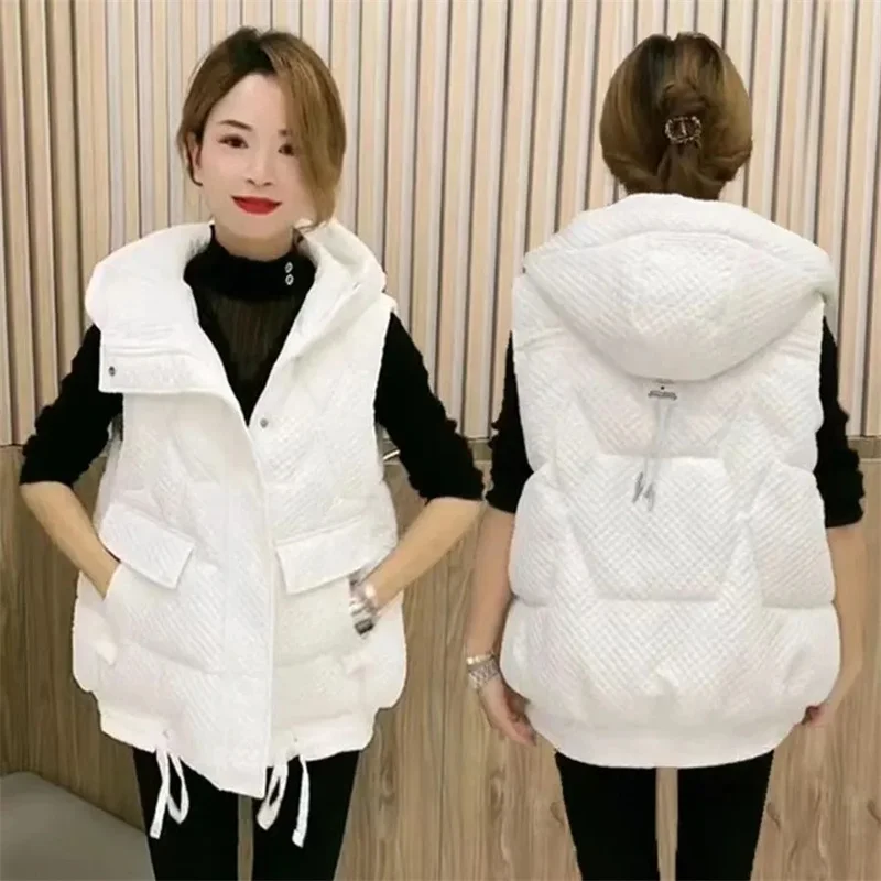 Down Cotton Sleeveless Vest Jacket 2025 Autumn Winter Loose Korean Version Women Cotton Vest Temperament Ladies Waistcoat Coat