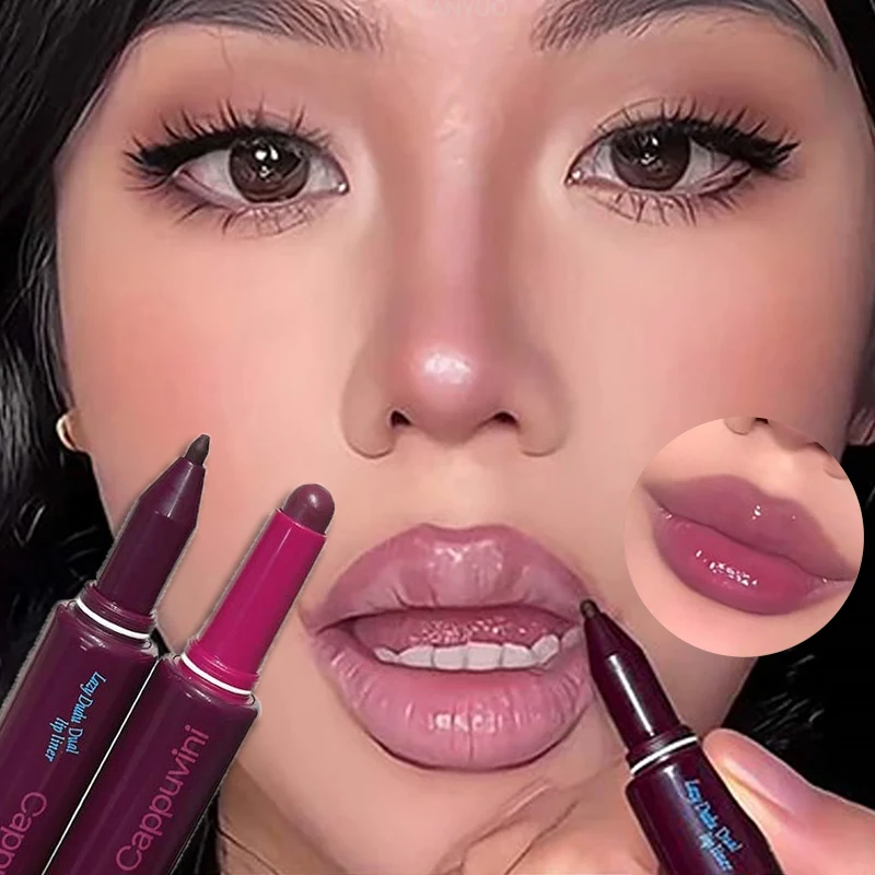 Matte Grape Purple Lipstick Pencil Long Lasting Waterproof Non-Stick Lipliner Crayon Double-headed Natural Lip Pencil Makeup