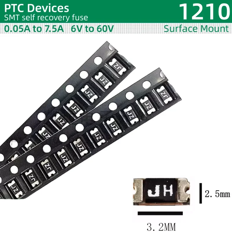 50pcs/lot SMT self recovery fuse 1210 package 0.05A~1A 2A 3A 4A 4.5A 5A 6A 7A 7.5A /6V 13.2V 15V 16V 24V 30V 60V