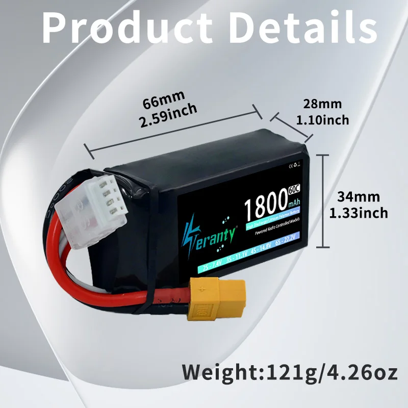 4 szt. TERANTY 2S 3S 4S Akumulator Lipo 1500mAh 45C z T/XT30/XT60 do Samolotów RC Helikopterów Quadcopterów Dronów FPV Samochodów Wyścigowych Hobby