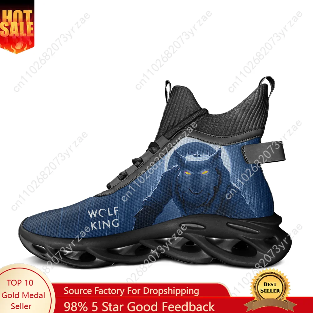 

Wolf King High Top Flats Sneakers Mens Womens Sports Shoe High Quality Fashion Casual Sneaker Lace Up Mesh Footwear Custom Shoes