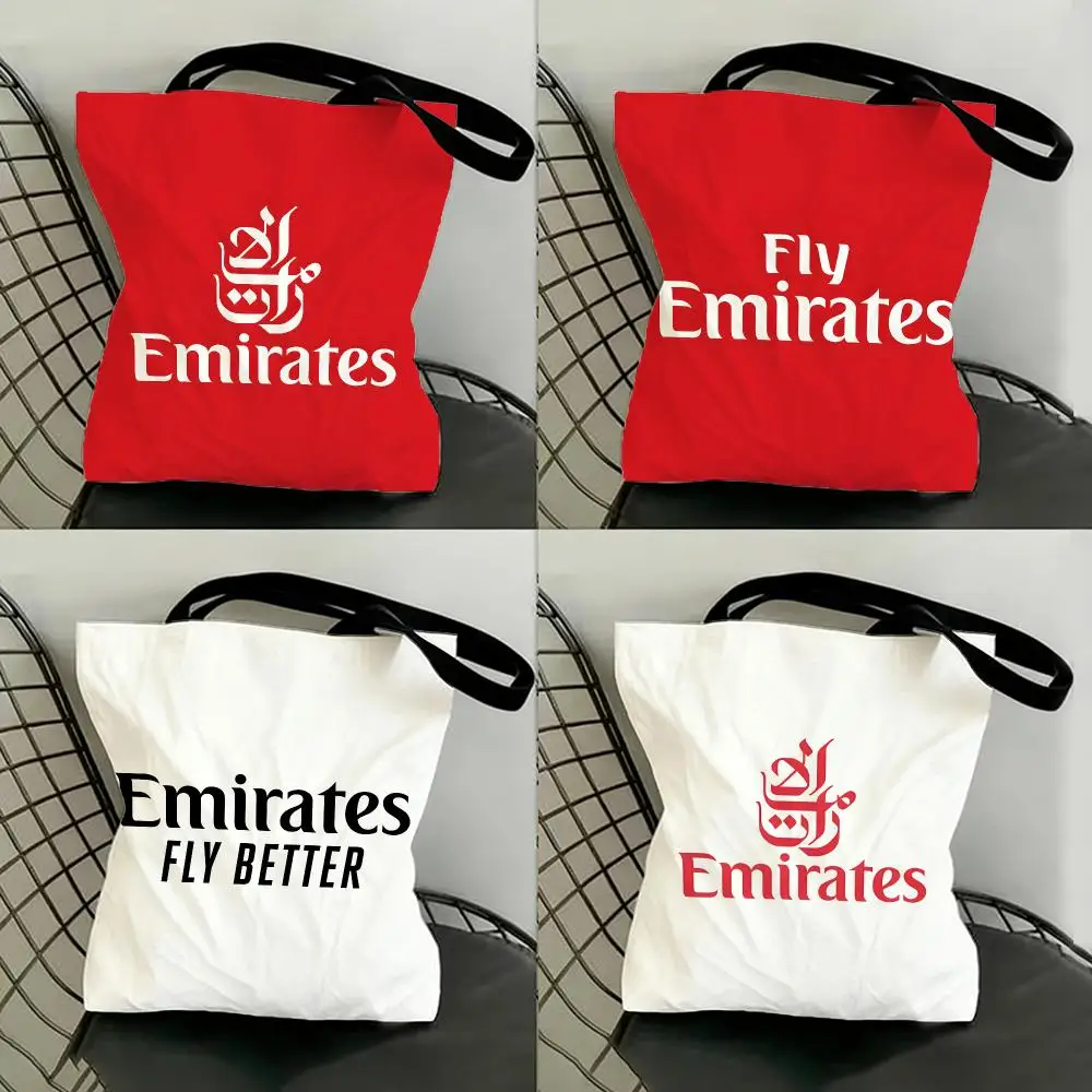airline aviation logo E-Emirates Storage Bags Shopping Bags Series Print Bags Lightweight Shoulder Bag For Daily Use